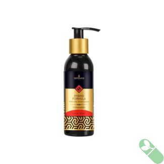 "Sensuva Hybrid Personal Moisturizer Strawberry 4 oz bottle with black pump and gold collar"

