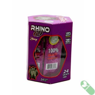 Rhino 69 Honey male enhancement supplement 20 g packets 24-sachet box front view