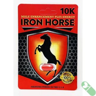 "Iron Horse 10K Male Enhancement Energy Supplement bottle with clear label and 60 capsules"