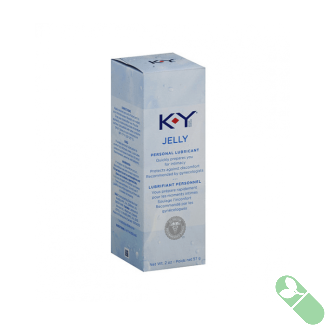 K-Y Jelly Personal Water-Based Lubricant 2 oz bottle with clear label and blue cap

