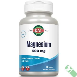 KAL Magnesium Once Daily Tablets 500 mg 60 Count Nerve Support