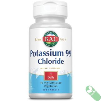 "KAL Potassium 99 Chloride Tablets 100 count bottle front label"

