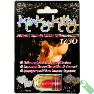 "Kinky Kitty 1750 natural female libido enhancement pill in pink for desire and stamina boost"

