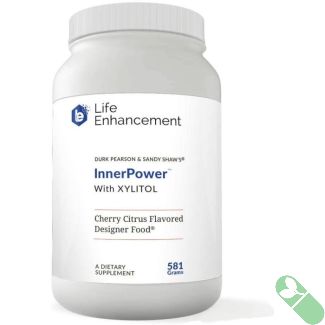 Life Enhancement InnerPower powder supplement container front label with 30 servings

