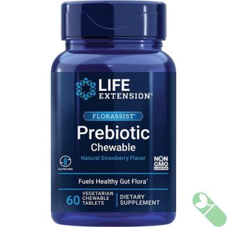 Life Extension FLORASSIST Prebiotic 60 Chewable Tablets Strawberry