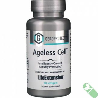 life-extension-geroprotect-ageless-cell-30-softgels-side – Alt: Side view showing supplement facts of Life Extension GEROPROTECT Ageless Cell 30 softgels
