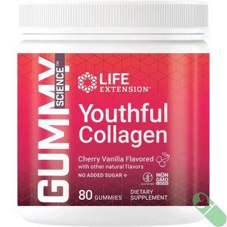 Life Extension Gummy Science Youthful Collagen Cherry Vanilla 80 Count