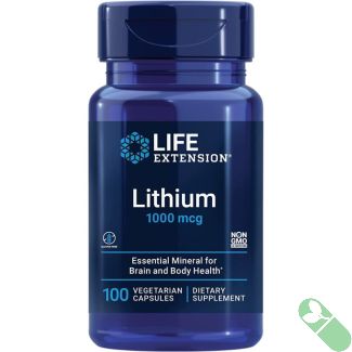Life Extension Lithium 1000mcg Brain Health Support 100 Veggie Caps