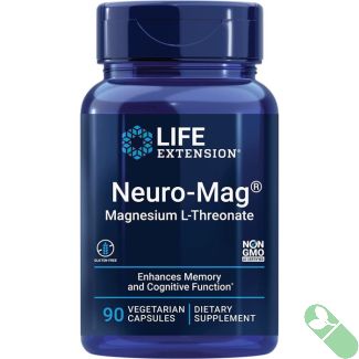 Back label of Life Extension Neuro-Mag with usage instructions and warnings

