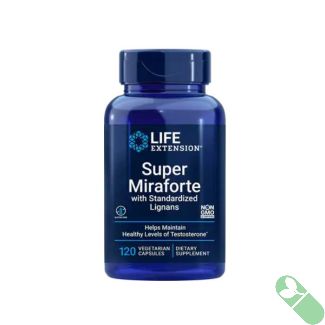 life extension super miraforte standardized lignans 120 vegetarian capsules front label

