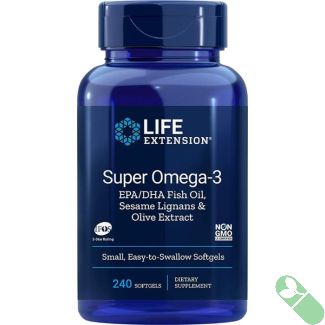 Life Extension Super Omega 3 EPA/DHA 240 Easy to Swallow Softgels