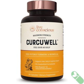 Live Conscious CurcuWell Turmeric Boswellia Joint Support 60 Caps