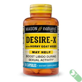 "Front view of Mason Natural Desire-X packaging highlighting key ingredients"

