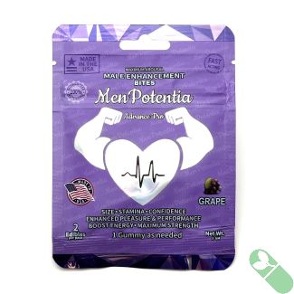 Men Potentia Advance Pro grape-flavored male enhancement gummies designed to boost libido, energy, and performance with Ashwagandha and Maca Root.