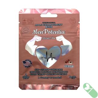 Men Potentia Advance Pro peach-flavored male enhancement gummies, designed to boost libido, energy, and performance with Ashwagandha and Maca Root.