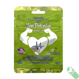 Men Potentia Advance Pro sour apple-flavored male enhancement gummies, offering a boost in libido, energy, and stamina with natural ingredients like Ashwagandha and Maca Root.