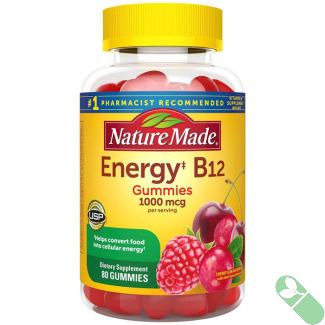 Nature Made Energy B12 80 Gummies 1000mcg Brain Cell Function Support