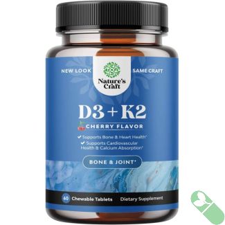 Nature's Craft D3 K2 Cherry Flavored Joint Support Chewable 60 Tablets