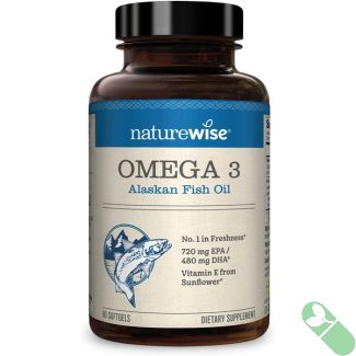 NatureWise Omega 3 Supplement Wild Alaskan Fish Oil 2000mg 60 Softgels