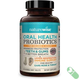 NatureWise Oral Health Chewable Probiotics 50 Mint Flavored Tablets