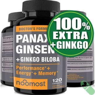 Noomost Panax Ginseng Ginkgo Biloba Performance Booster 120 Vegan Caps