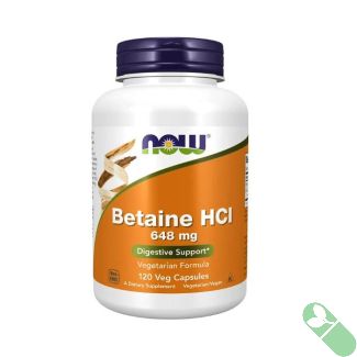NOW Betaine HCl 648mg Digestive Support Supplement 120 Veggie Caps