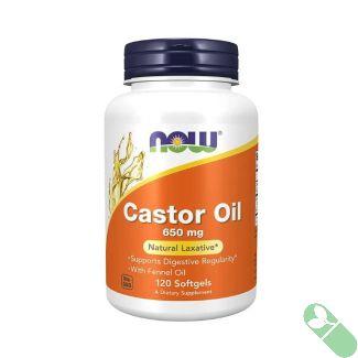 NOW Castor Oil 650mg Natural Laxative Digestive Supplement 120 Softgel