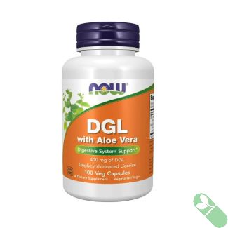 NOW DGL with Aloe Vera 400mg 100 Veggie Caps Digestion Support