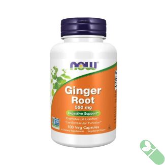 NOW Ginger Root 550mg 100 Veggie Caps Digestive Support Supplement