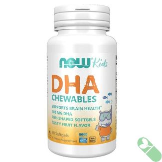 NOW Kids DHA Brain Health Support Fruit Flavor 60 Chewable Softgels