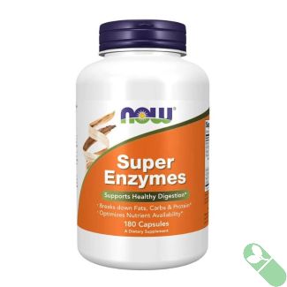 now foods super enzymes 180 capsule bottle front view

