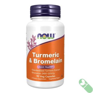 NOW Turmeric Bromelain 90 Veggie Caps Joint Support Supplement