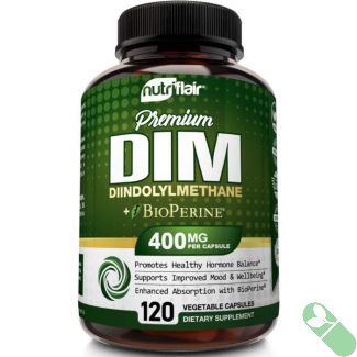 Back label of NutriFlair Premium DIM with warnings and suggested use

