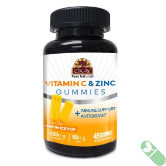 "OKAY Antioxidant Gummies label showing supplement facts panel and key ingredients"

