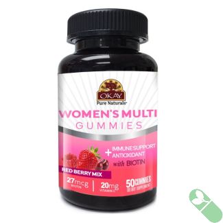 okay pure naturals womens multi gummies red berry mix front view

