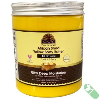 OKAY Pure Naturals African Shea Butter Yellow Smooth Hair & Body 30oz