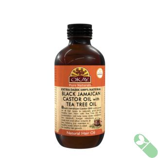 OKAY Xtra Dark Black Jamaican Castor Oil Tea Tree Oil 4oz / 118ml