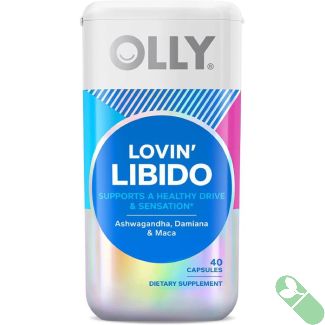 "Gluten-free and no artificial flavors claims on Olly Lovin' Libido bottle label"

