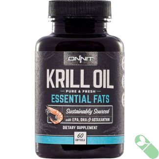 "Onnit Krill Oil 60 softgels bottle for omega-3 EPA DHA heart and brain support"

