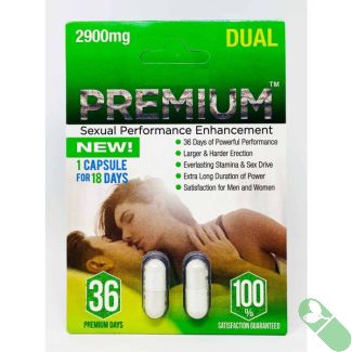 "Back label of Premium 2900mg Male Enhancement Pills showing supplement facts and warnings"

