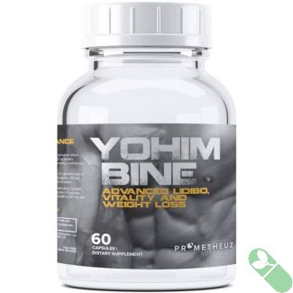 Prometheuz Yohimbine bottle showing natural energy and endurance support supplement

