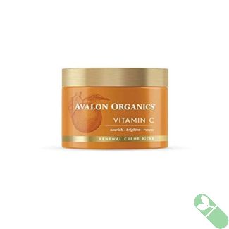 "Application of Avalon Organics Renewal Crème Riche Vitamin C on face for radiant complexion"

