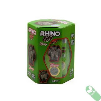 Rhino 69 Honey male enhancement supplement 24-sachet green box front view