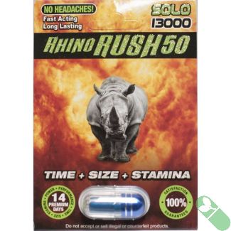 Rhino Rush 50 Solo 13000 Male Sexual Enhancer Pill
