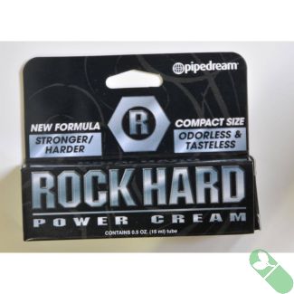 "Rock Hard Power Cream 0.5 oz tube with blue and silver packaging for male performance"

