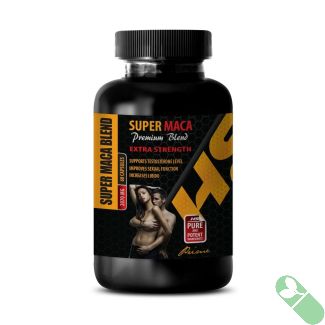 HS Prime Super Maca Premium Blend 2070mg extra strength men’s wellness supplement, 60 capsules bottle.