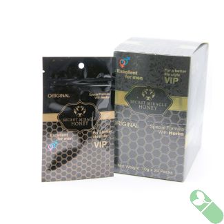 Secret Miracle Honey VIP sachet back with Supplement Facts information