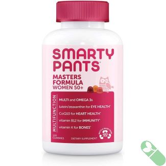 Ingredients of SmartyPants Women's 50+ Multivitamin – includes B12, folate, vitamin D3, choline, and omega-3s for overall support