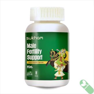 Sukham Male Fertility Support  Sperm Health 60 Pills Dietary Supplement Bottle