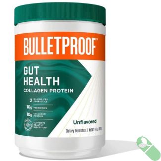 Bulletproof gut support formula – contains 10g collagen, 10g fiber, and 2 billion CFU probiotics per serving
